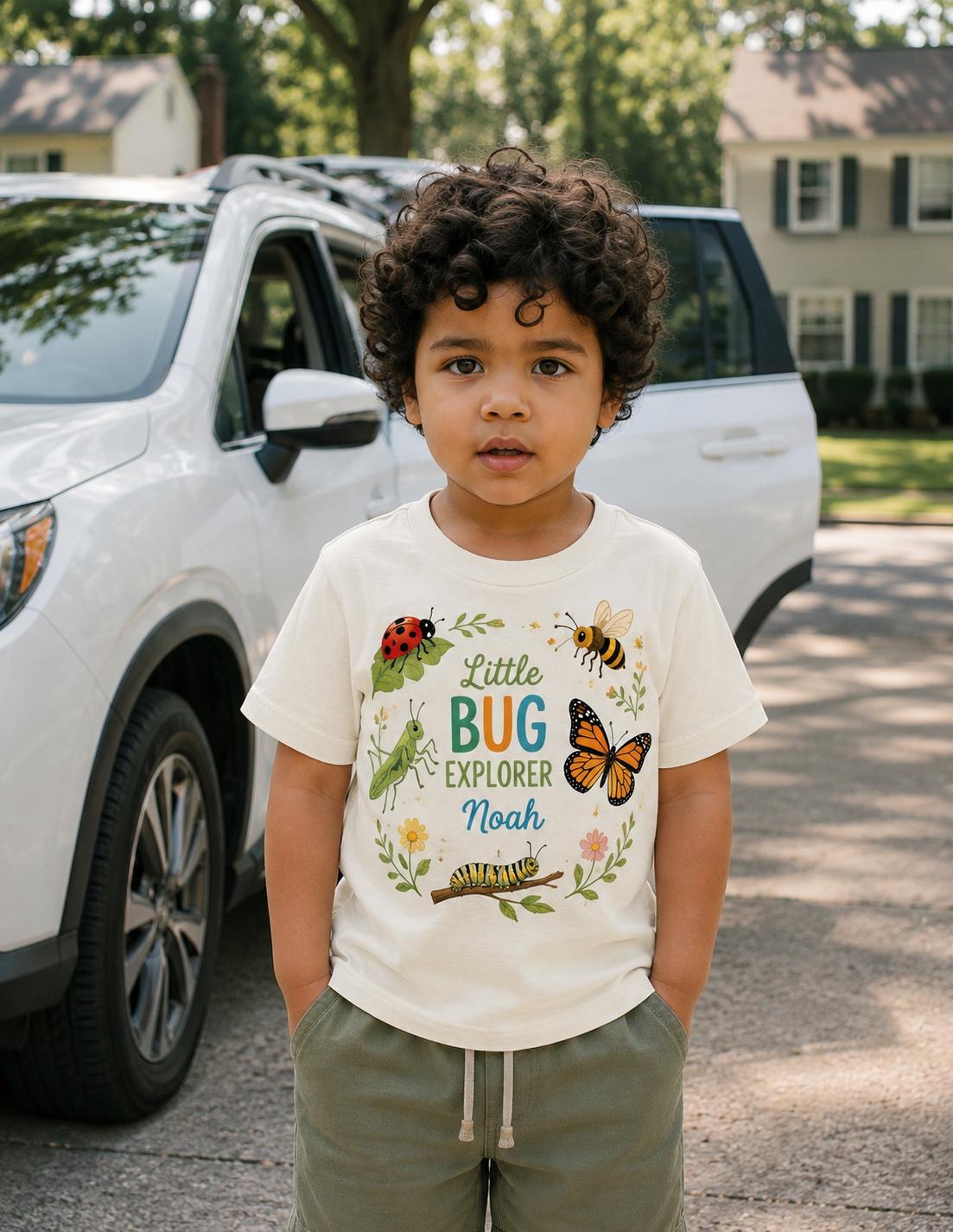 Little Bug Explorer toddler t-shirt | butterfly, ladybug, bee nature design