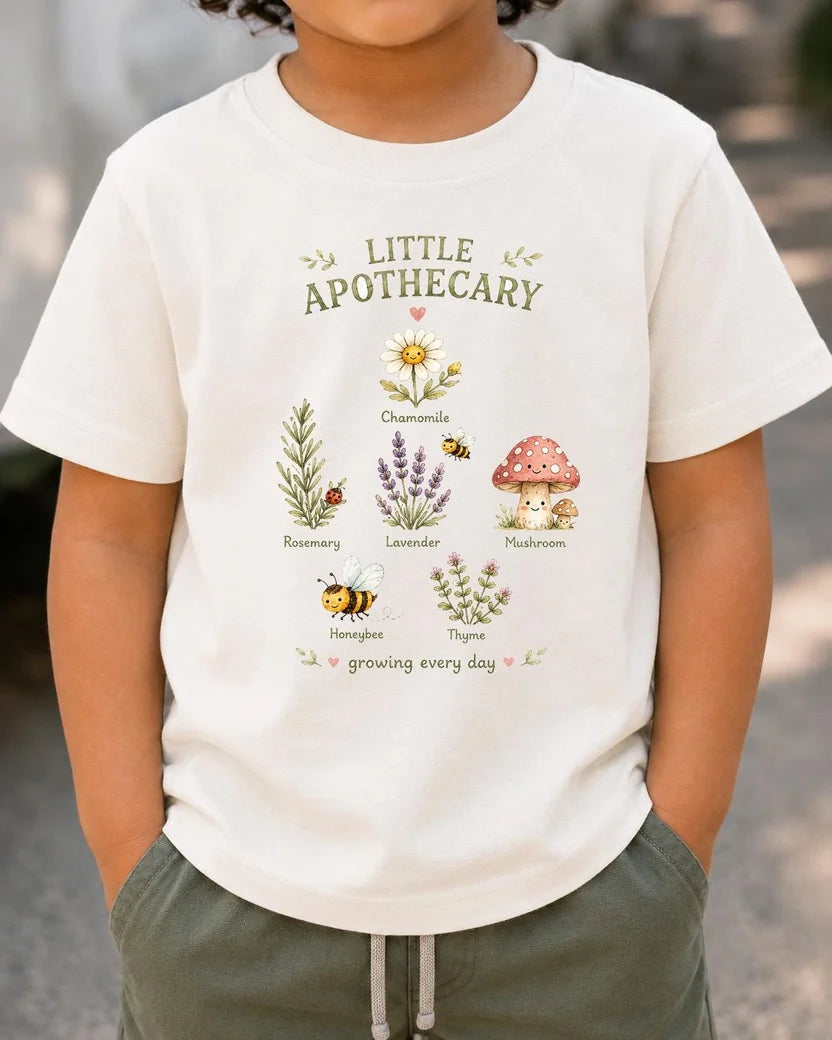 Toddler Tee - Little Apothecary Floral Herbal Garden Design