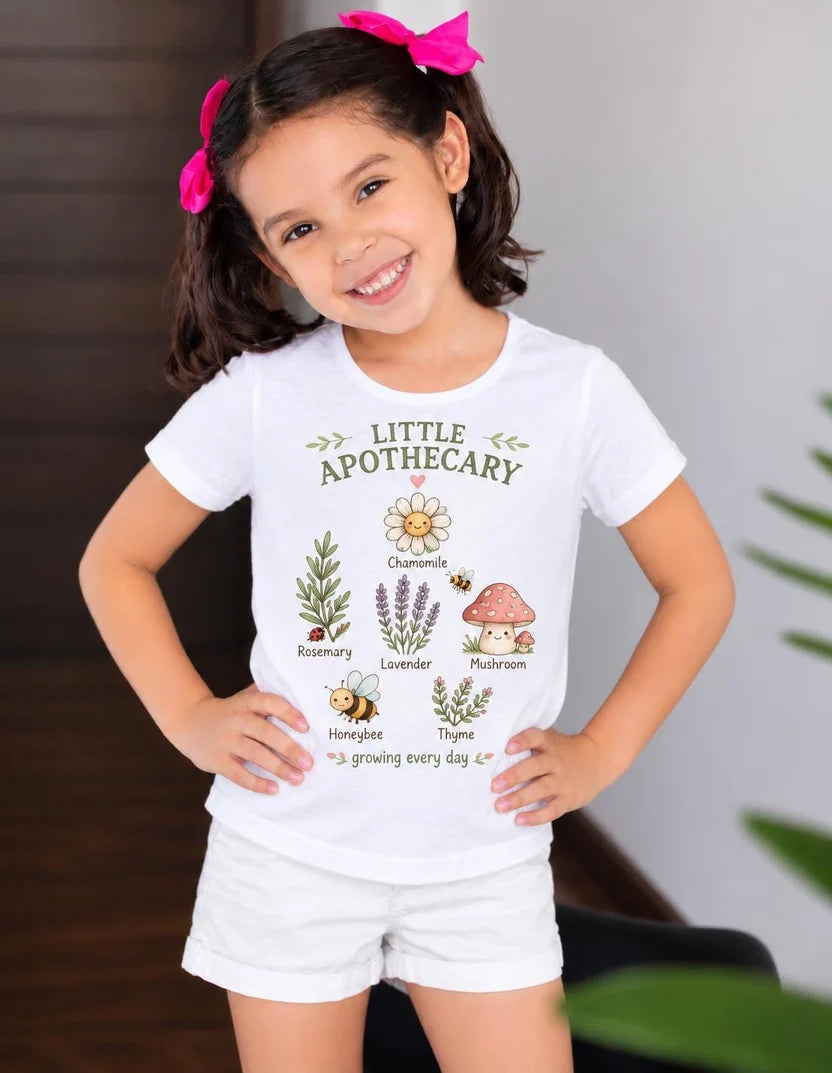 Toddler Tee - Little Apothecary Floral Herbal Garden Design