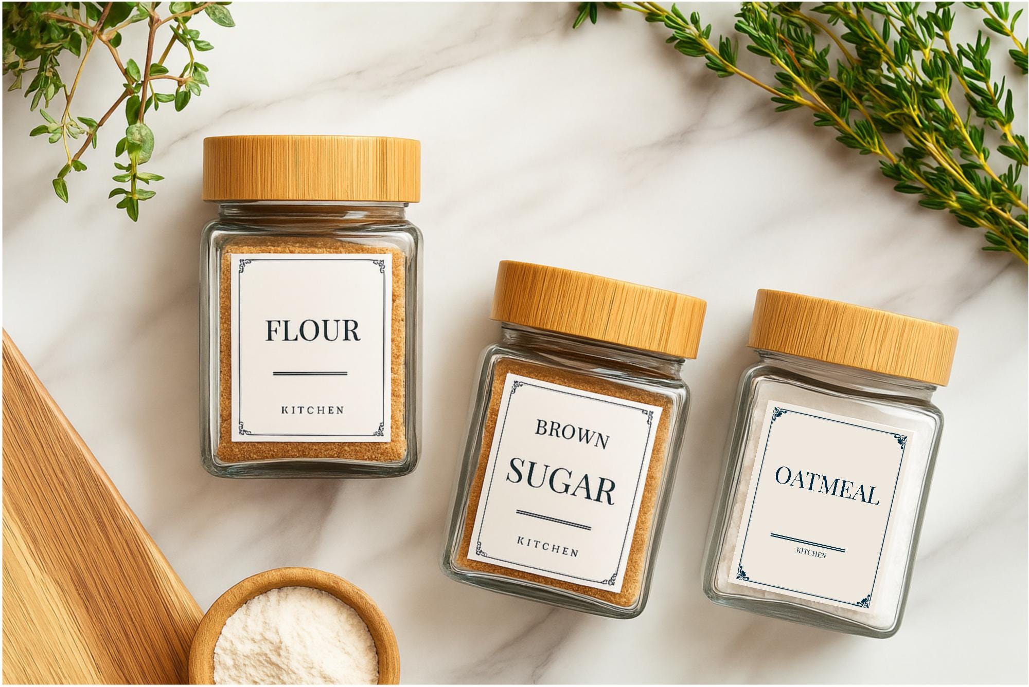 Minimalist Spice Jar Labels - Kitchen Organization Pantry Labels - Vintage Apothecary Style