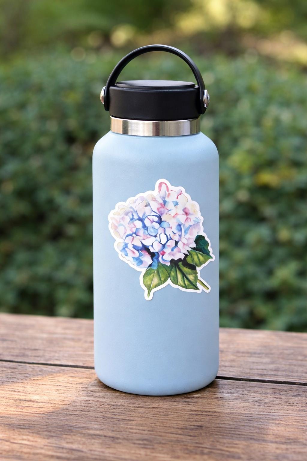 Hydrangea Sticker Flower – Blue & Lavender Vinyl, Botanical Flower Sticker