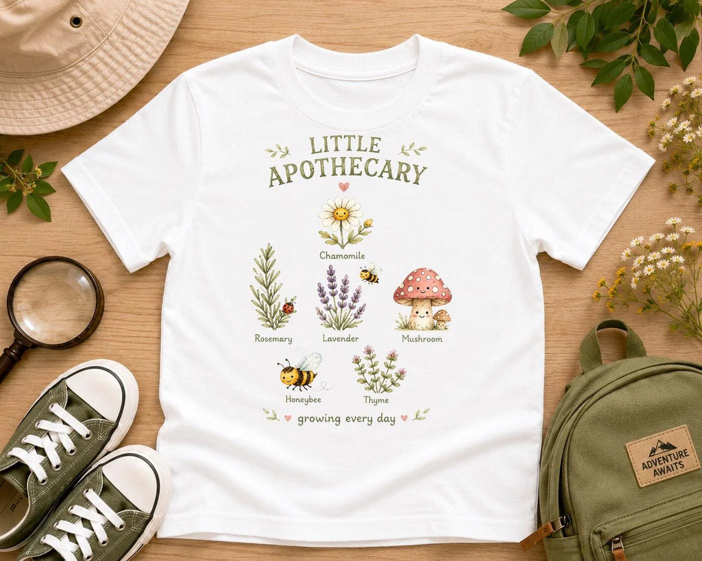 Toddler Tee - Little Apothecary Floral Herbal Garden Design