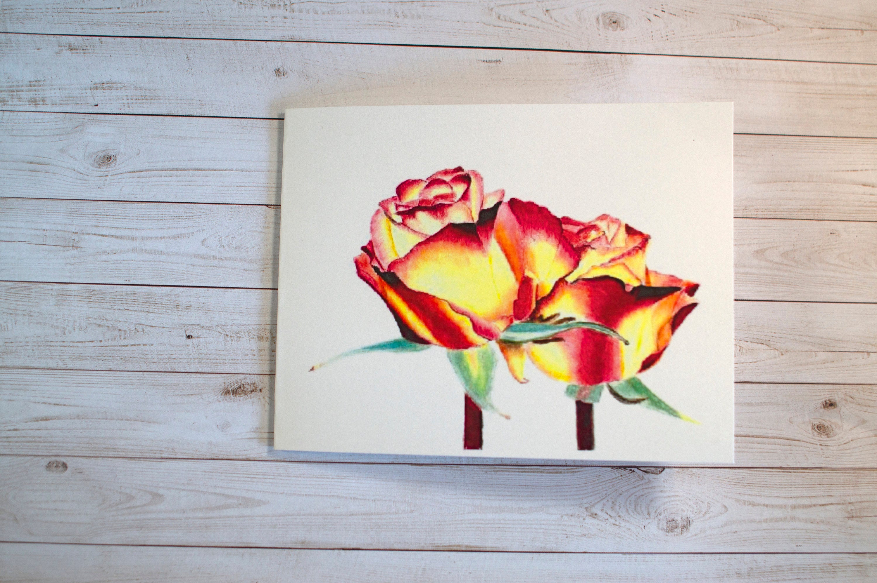 Floral Greeting Card Set: Color Pencil Flower Art, Blank Cards