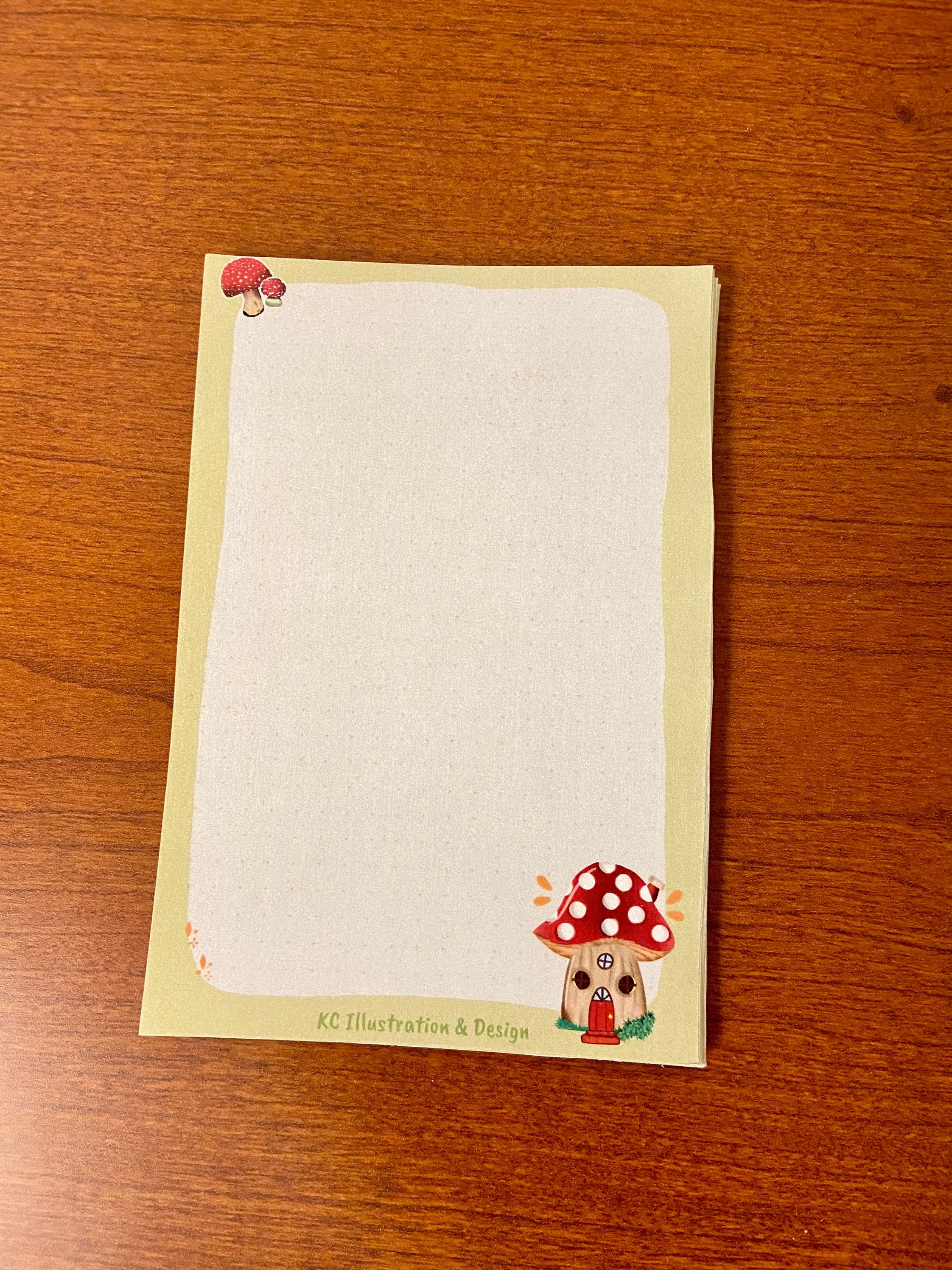 Handmade Notepad  - A6 Stationary Mushroom Pad  - To Do List