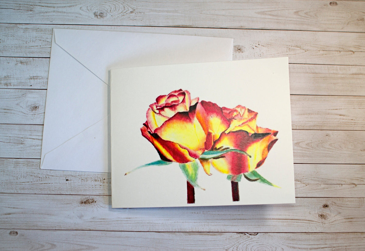 Floral Greeting Card Set: Color Pencil Flower Art, Blank Cards