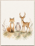 Woodland Creatures Watercolor Art Print