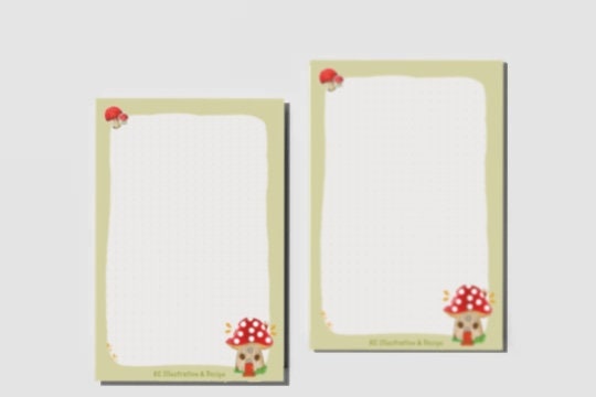 Handmade Notepad  - A6 Stationary Mushroom Pad  - To Do List