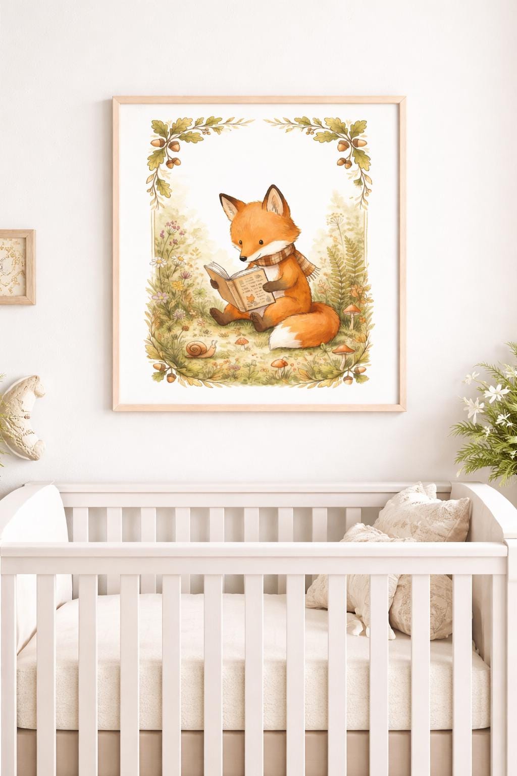 Cozy Woodland Fox Reading, Cottagecore Nursery Wall Art, Forest Animal Printable, Kids Reading Decor, Calm Storytime Art