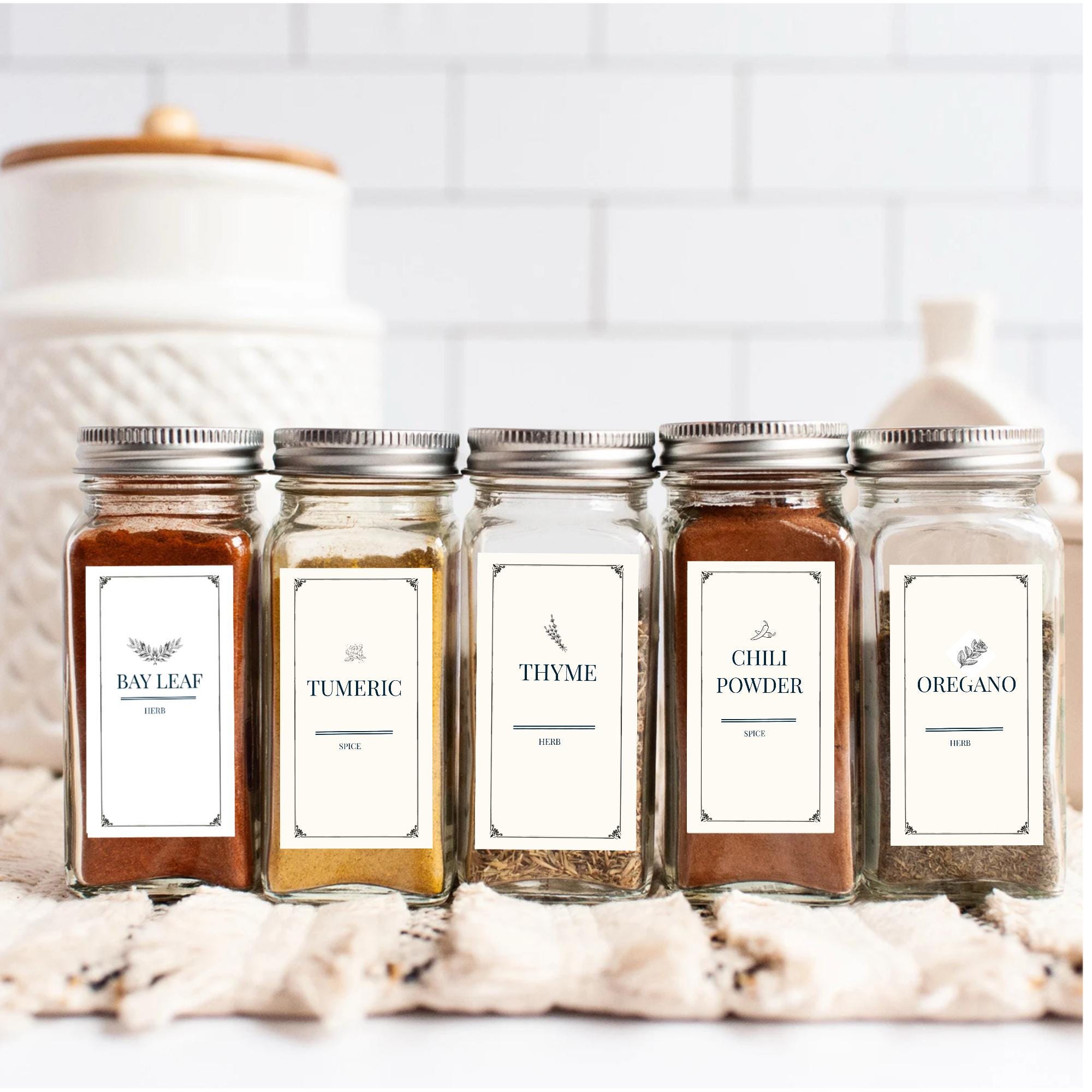 Minimalist Spice Jar Labels - Kitchen Organization Pantry Labels - Vintage Apothecary Style