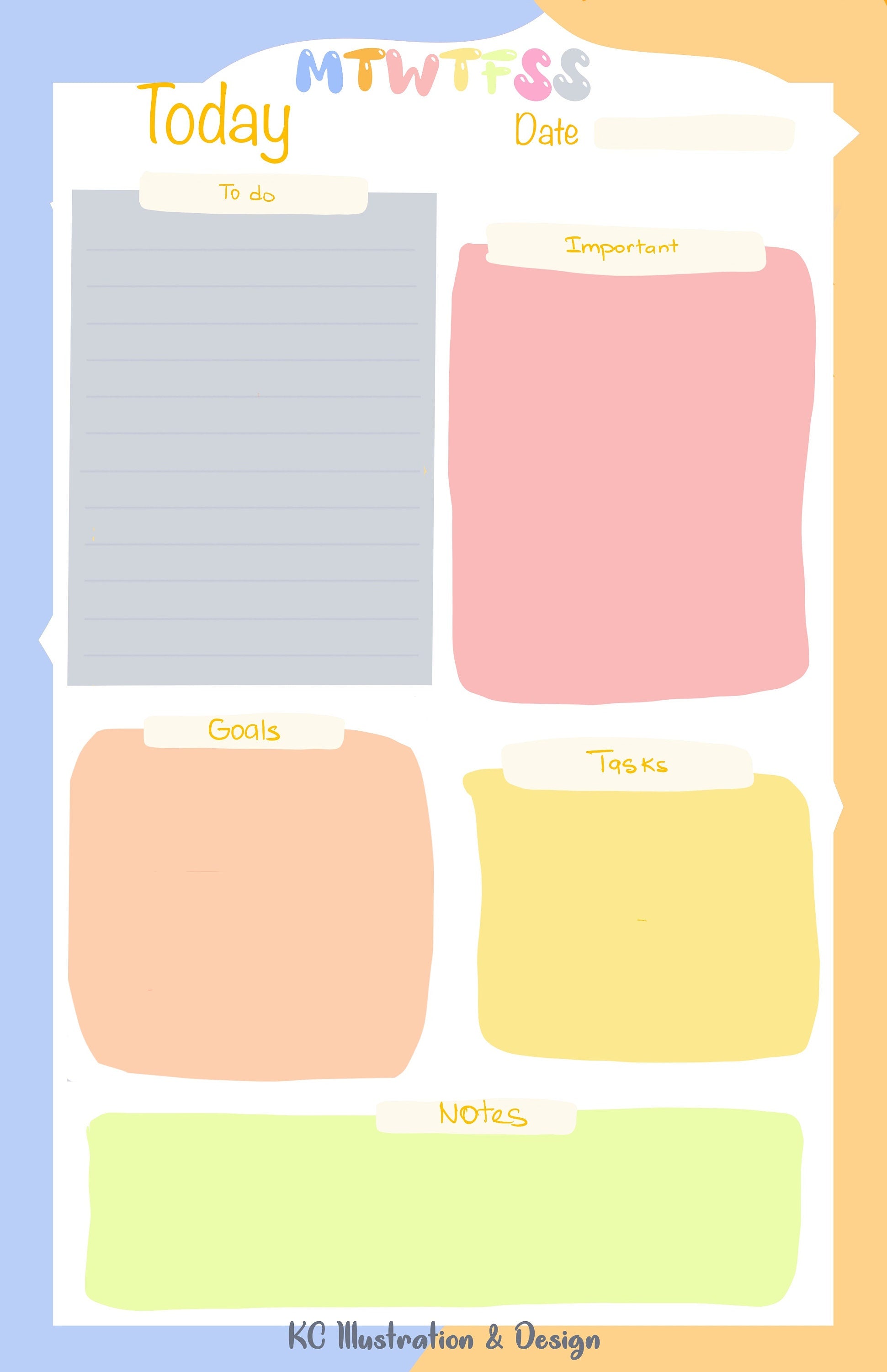 Daily Planner Notepad  - A5 - To Do List Handmade