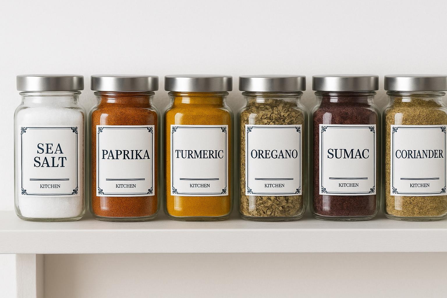 Minimalist Spice Jar Labels - Kitchen Organization Pantry Labels - Vintage Apothecary Style