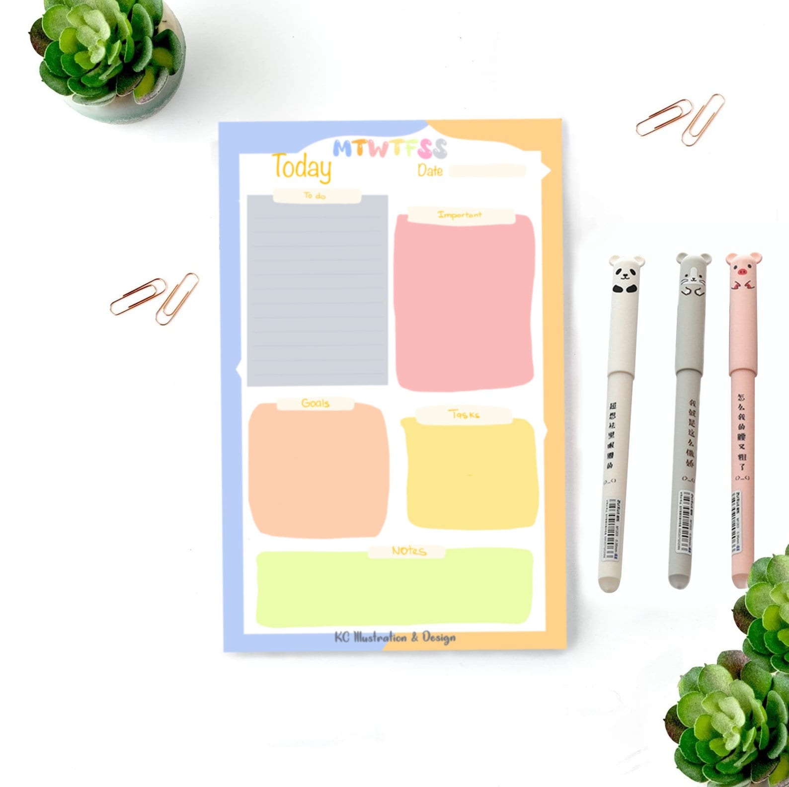 Daily Planner Notepad  - A5 - To Do List Handmade