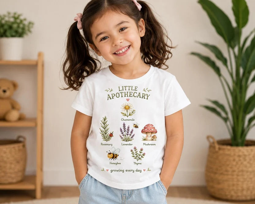 Toddler Tee - Little Apothecary Floral Herbal Garden Design