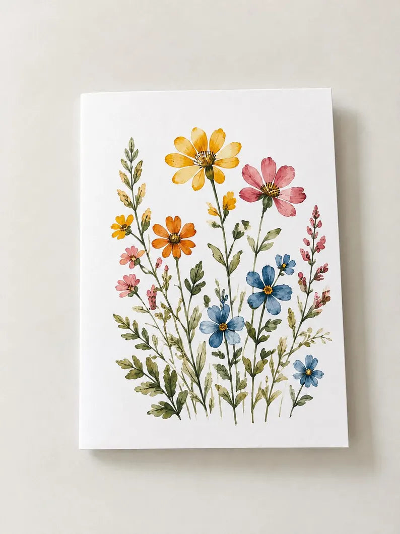 Watercolor Botanical Note Cards, Floral Greeting Cards, Wildflower Stationery Set