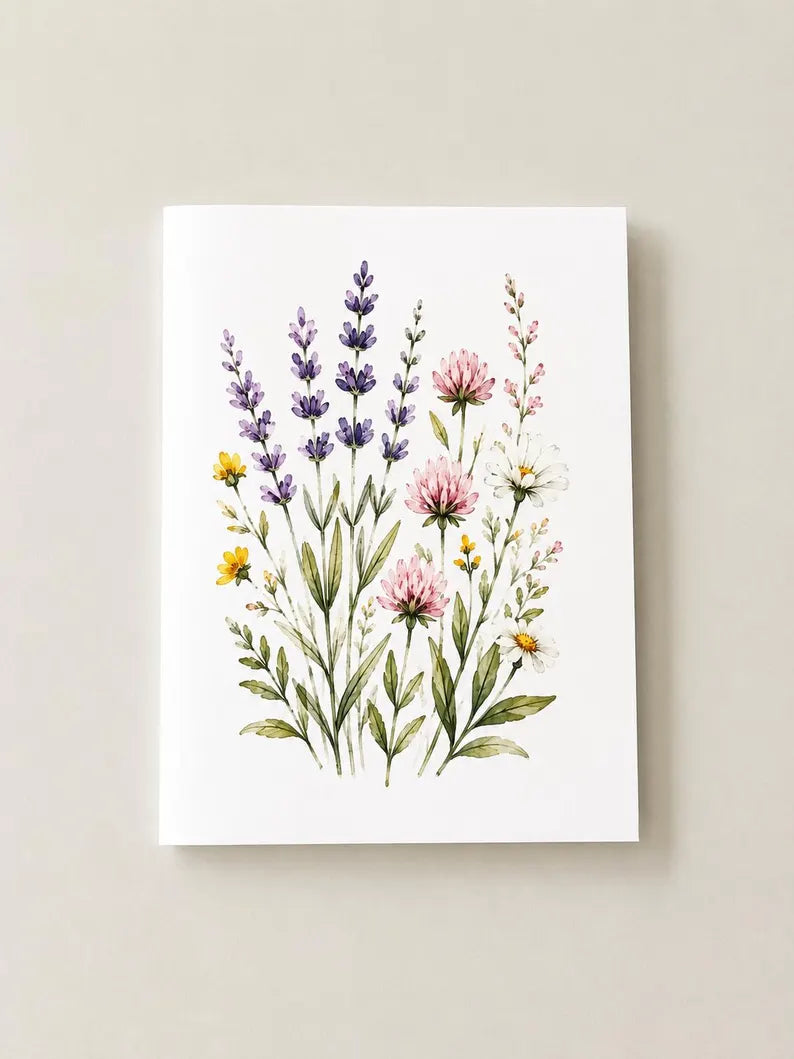 Watercolor Botanical Note Cards, Floral Greeting Cards, Wildflower Stationery Set