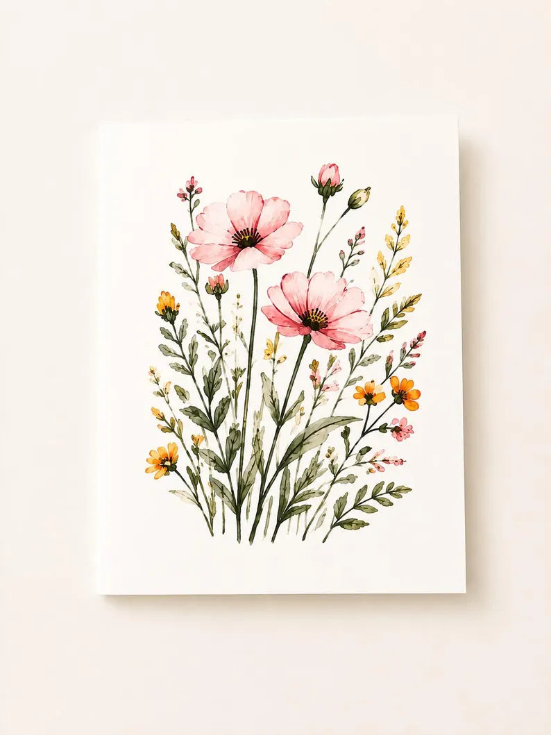 Watercolor Botanical Note Cards, Floral Greeting Cards, Wildflower Stationery Set