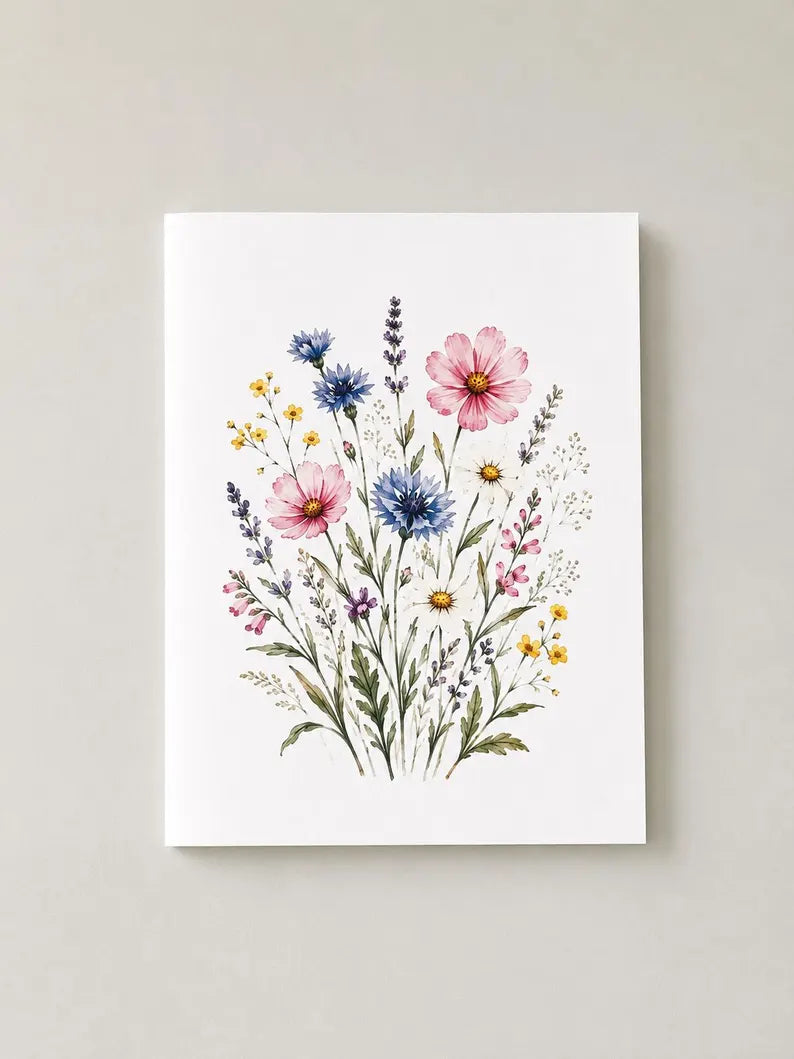 Watercolor Botanical Note Cards, Floral Greeting Cards, Wildflower Stationery Set