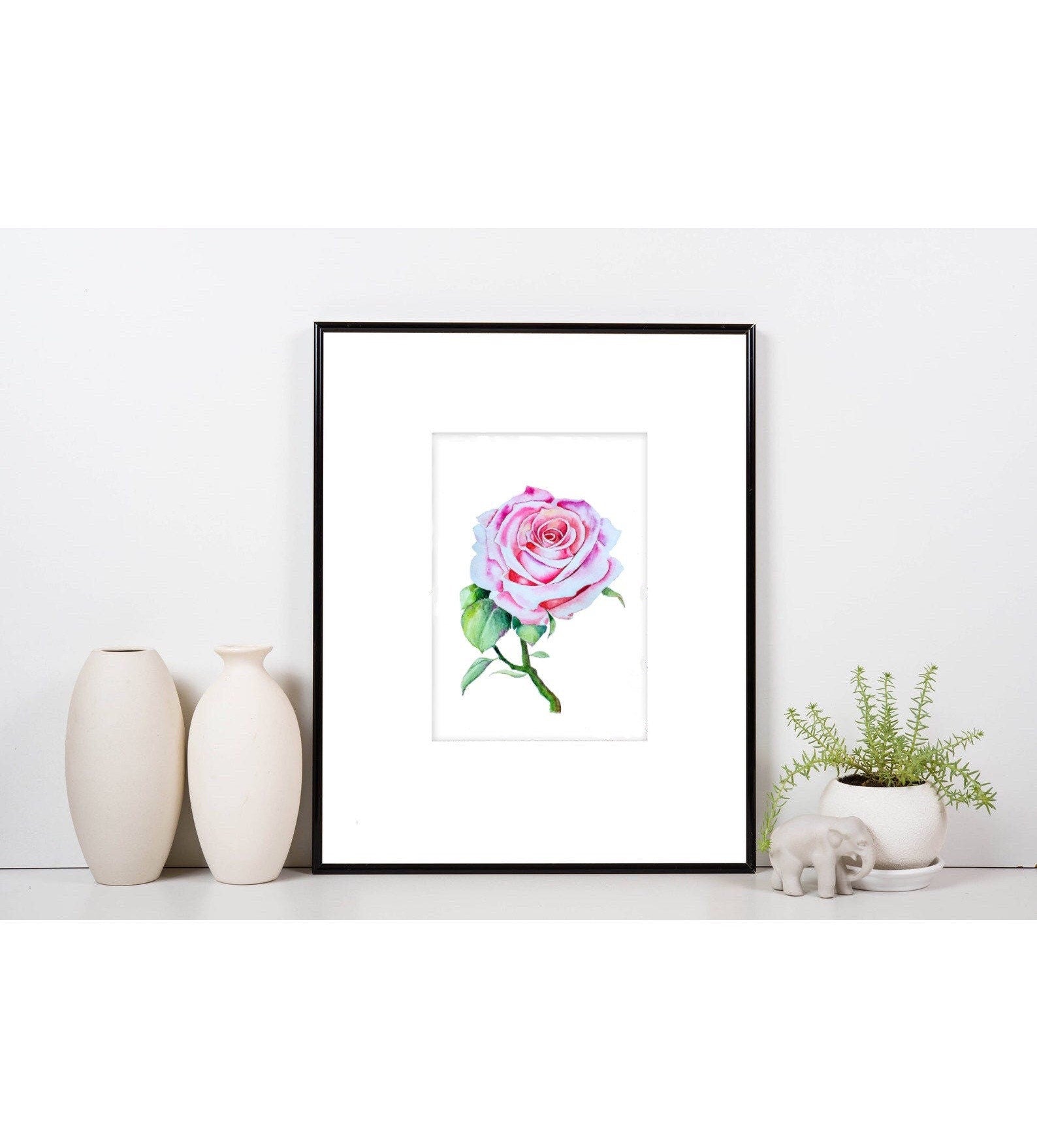 Rose Watercolor Print: Floral Wall Art Home Decor