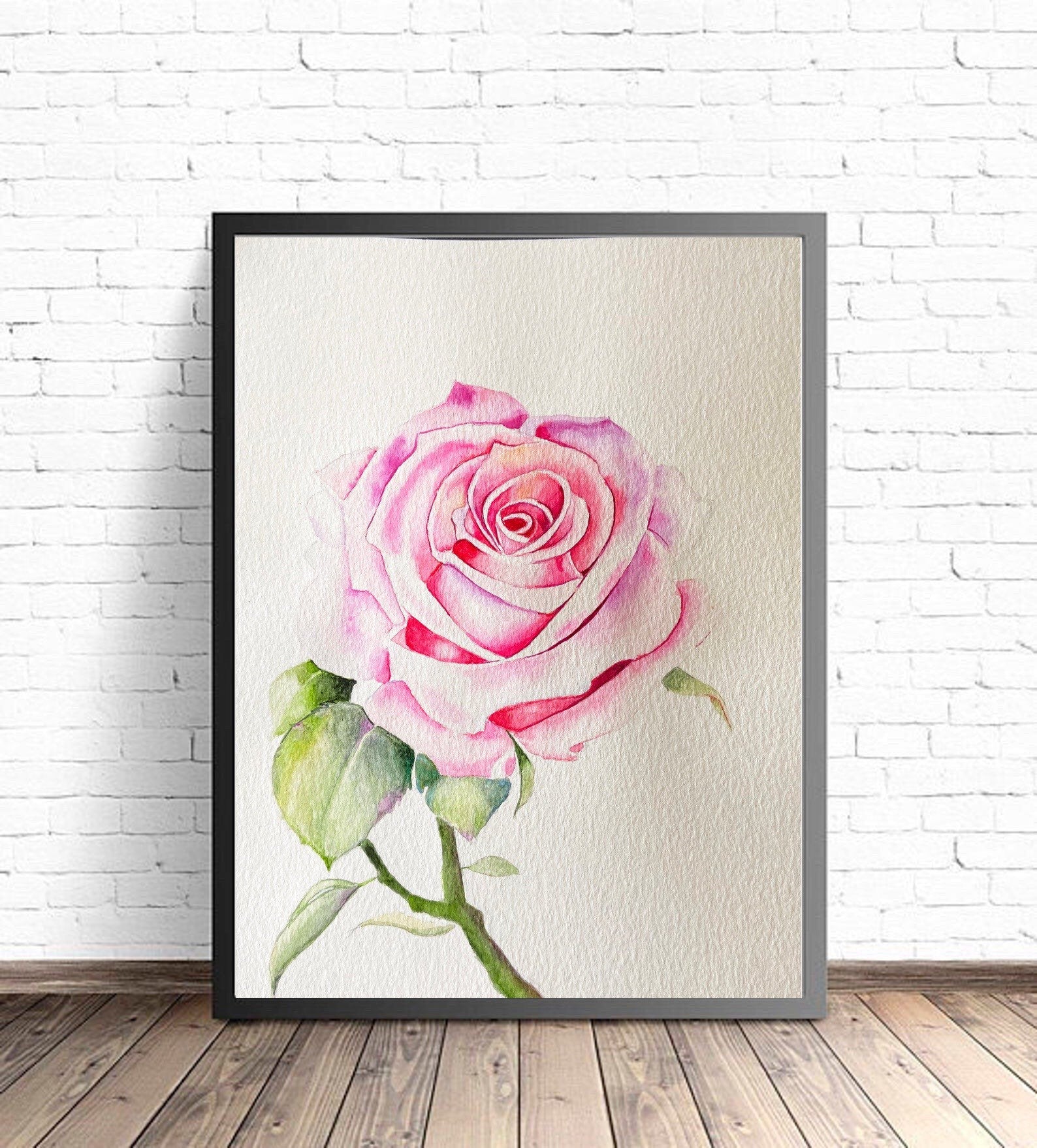 Rose Watercolor Print: Floral Wall Art Home Decor