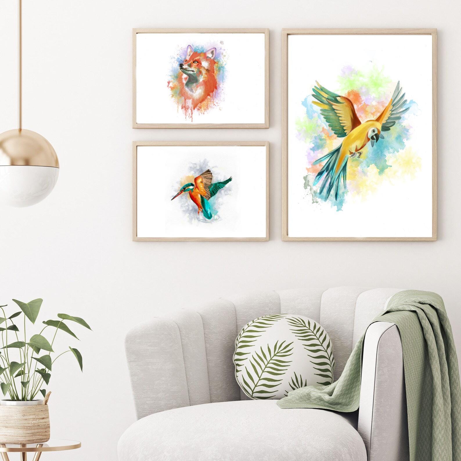 Tropical Macaw Art Print: Watercolor Parrot Painting, Boho Wall Decor