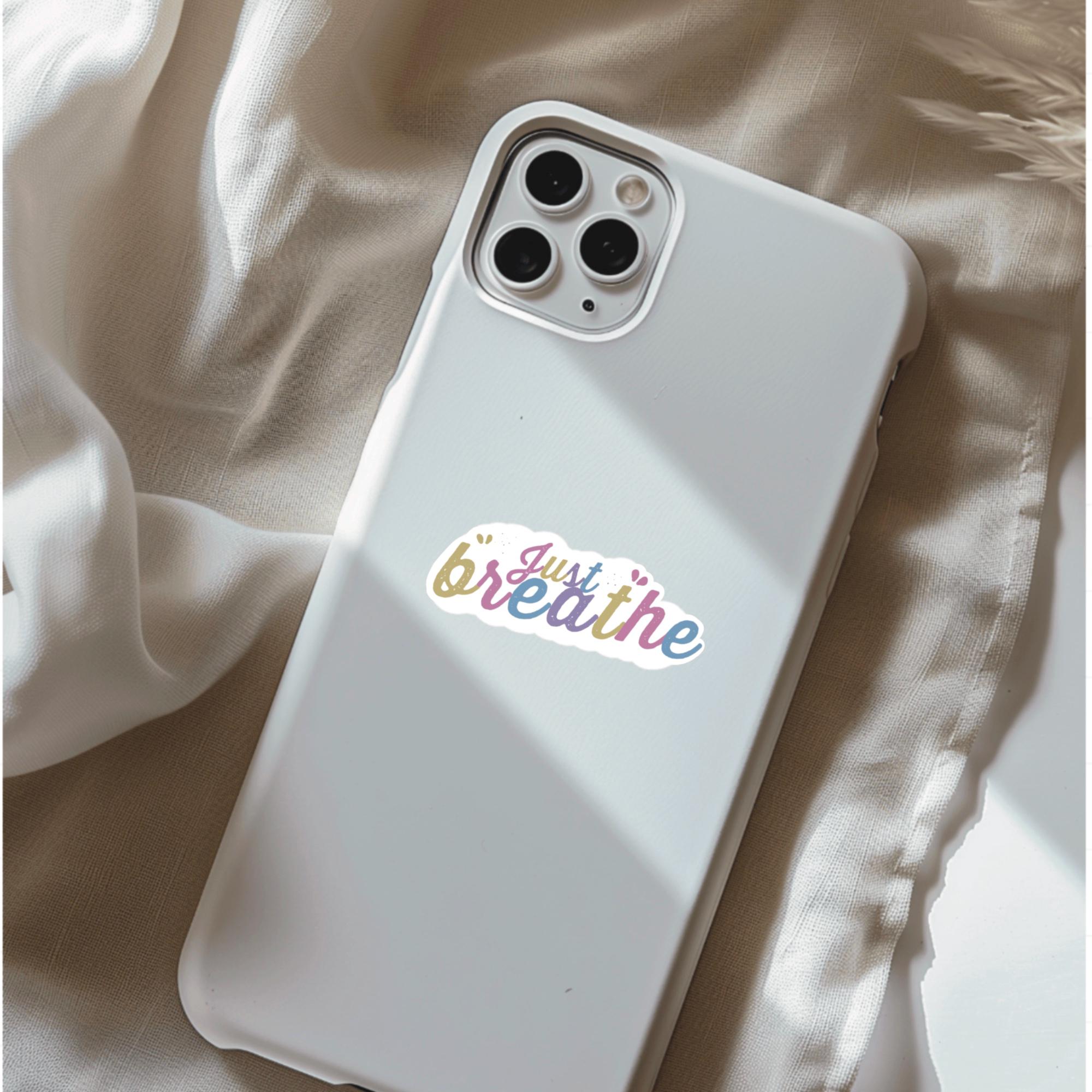 Just Breathe Vinyl Sticker, Mental Health Affirmation Decal, Mindfulness Self Care Tool