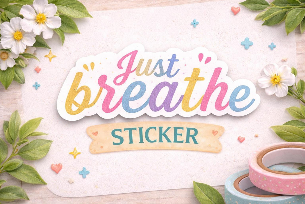 Just Breathe Vinyl Sticker, Mental Health Affirmation Decal, Mindfulness Self Care Tool