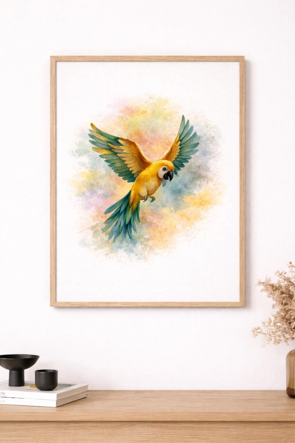Tropical Macaw Art Print: Watercolor Parrot Painting, Boho Wall Decor