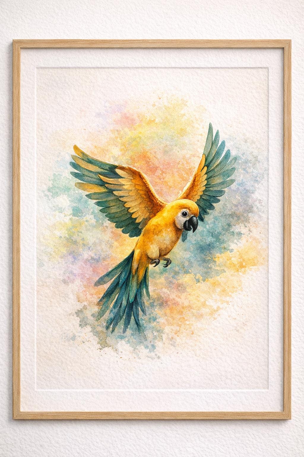 Tropical Macaw Art Print: Watercolor Parrot Painting, Boho Wall Decor